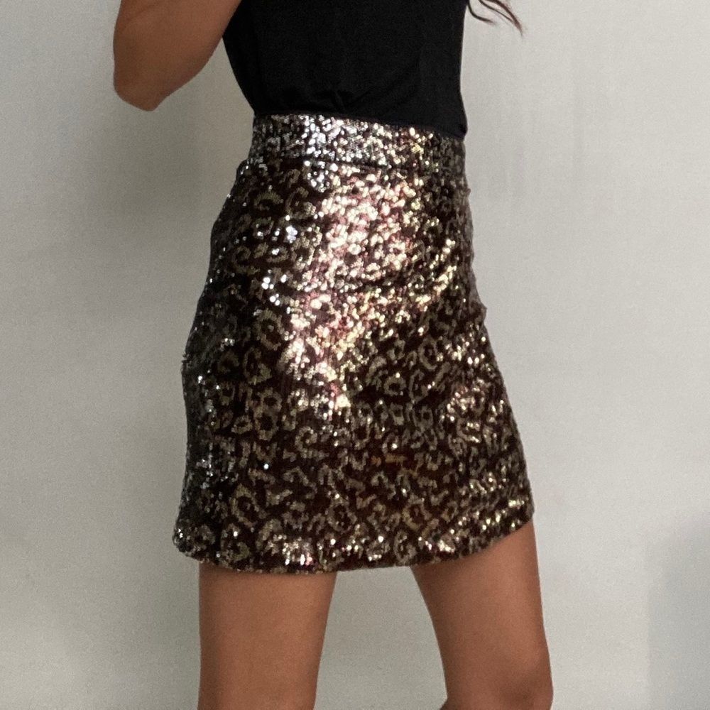 Zara Leopard Sequin Skirt